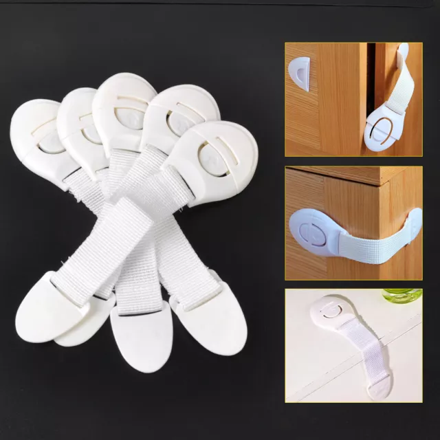 10x Baby Child Toddler Safety Lock Fridge Drawer Door Cabinet Cupboard Band lp