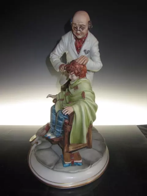 Superb Capodimonte Figure Group of The Barber by Germano Cortese #371