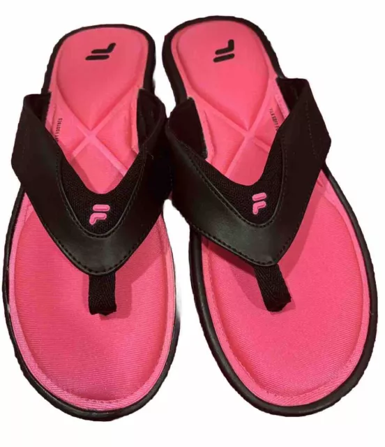 FILA Amazen Memory Portal Women's Black / Pink Thong Sandals Size 9