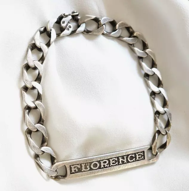 bracelet gourmette vintage Florence en argent massif Poinçonné L 21,cm - lbb0021