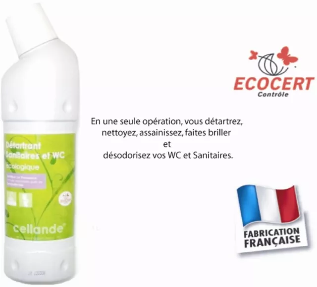 Gel détartrant sanitaires PRO 5 en 1 Bio flacon canard 750 ml Ecocert - Cellande