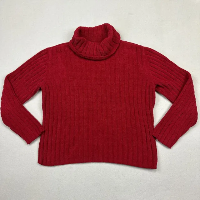 JJill Sweater Adult Medium Red Maroon High Neck Long Sleeve Sweatshirt Womens