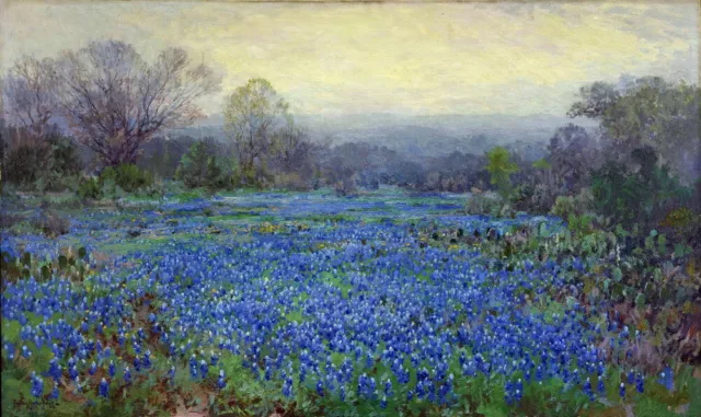 Texas Bluebonnets Landscape Oil Painting Wall art Giclee Printed on Canvas P2050