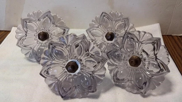 Curtain Tie Backs Set FOUR Amethyst  Victorian Flower Glass Hardware
