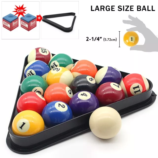 2-1/4"(57.2mm) Full Size UK Regulation 16 Spots and Stripes Pool Ball Triangle