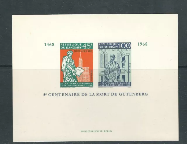 Dahomey 1968 500th Aniv. De Guteberg Biblia Imperf Prueba En Grueso Papel