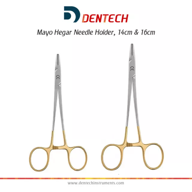 MAYO HEGAR NEEDLE HOLDER 14 & 16 cm DENTAL SURGICAL VETERINARY INSTRUMENT TC CE