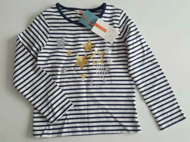 John Lewis Girls' Star Stripe Sequin T-Shirt Age 6 Years Cream Navy Best Price