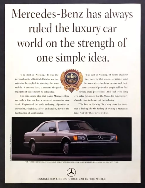 1989 Mercedes-Benz 560 SEC Coupe photo "The Best or Nothing" vintage print ad