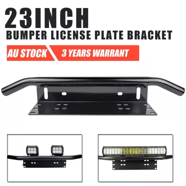 23inch License Number Plate Frame Holder Bull Bar Bumper Mount LED Light Bracket