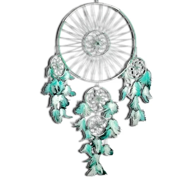 Teal Feather Dream Catcher Handmade Willow Hoop Dreamer Healing Wisdom Talisman