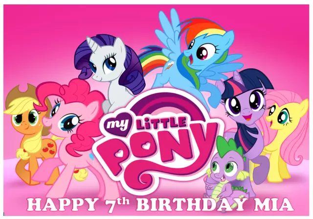 MY LITTLE PONY PERSONALISED Edible A4 Cake Icing Sheet Topper Images