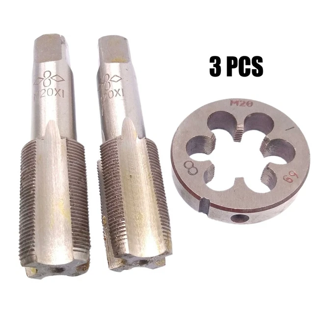 HSS Taps Die M20x1mm HSS Kits Metric Thread Parts Plug Tap Right Hand 3pcs