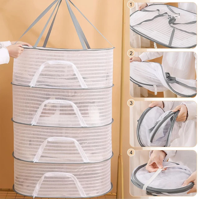 TIMESETL Trocknungsnetz 4-lagig 60x80cm - Klappbares Kräutertrockennetz Mit Reißverschluss