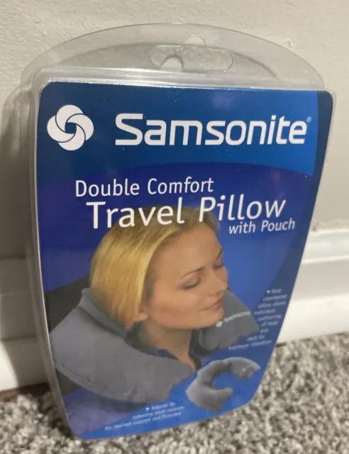 Samsonite Travel Pillow Double Comfort w/ Pouch ~ Dual Chamber for Max Relaxing