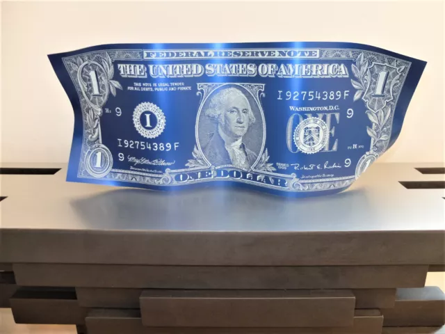 Karl Lagasse, sculpture One dollar avec certificat, 60 x 25cm