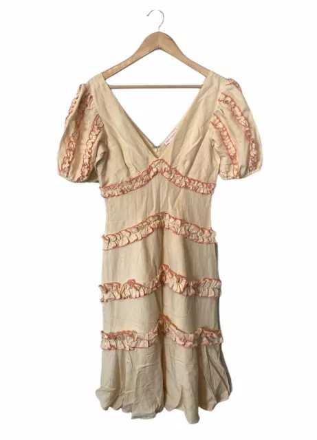 Red Carter cream coral ruffle dress size Small