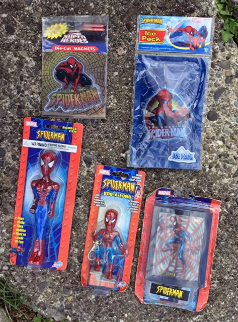 Lote De Regalo Coleccionable Marvel Spider-Man Bobble Imán 3D Noche Paquete De Hielo Ligero +