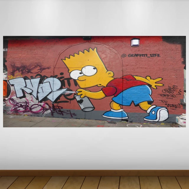 EXTRA LARGE YELLOW Graffiti Bart Simpson Culture Vinyl Wall Art Sticker