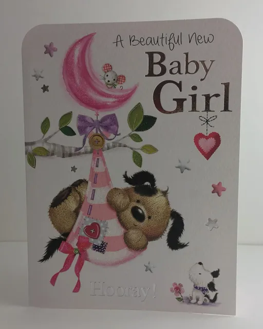 Jonny Javelin. A Beautiful New Baby Girl card. Greeting Card.
