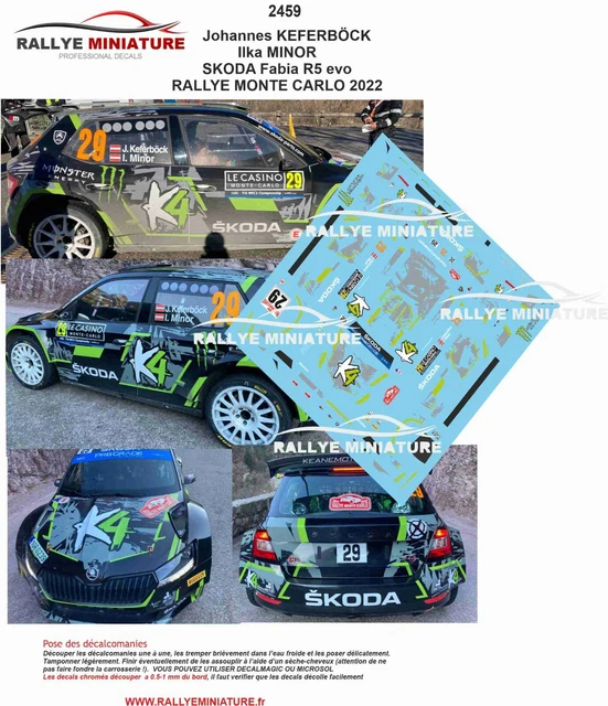 Décalcomanies 1/32 Skoda Fabia Loix Rallye Monte-Carlo 2022 - Réf. 2464 - Neuf