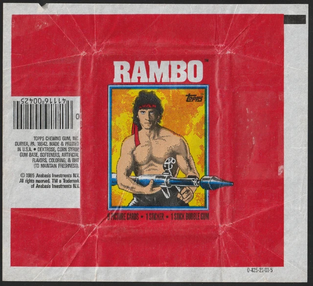 BOOSTER PACK WAX Wrapper - Rambo - 1985 Topps *W15* $1.99 - PicClick AU