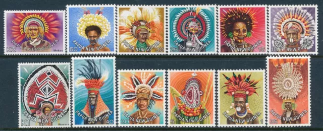 1977-1978 Papua New Guinea Headdresses Set Of 12 Fine Mint Mnh