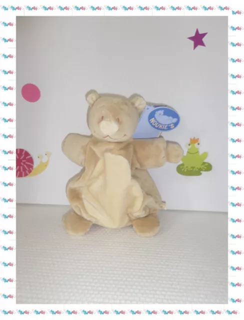☻ - Doudou Semi Plat Marionnette Ours Beige Ecru Nouky  Noukie's Noukies