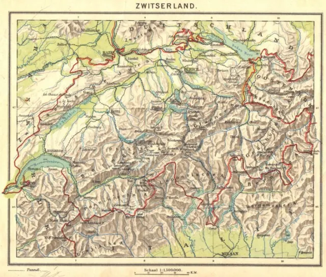 SWITZERLAND. Zwitserland 1922 old vintage map plan chart