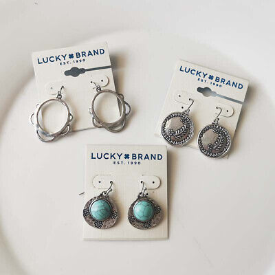 New 3Pairs Lucky Brand Drop Dangle Earrings Gift Vintage Women Party Jewelry