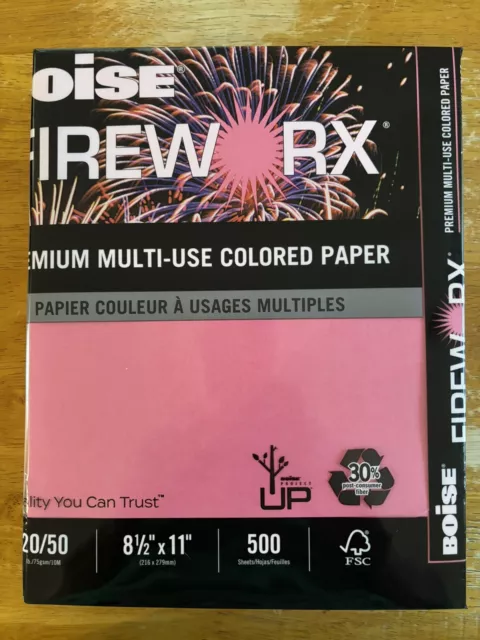 Boise Fireworx Colored Paper Copy Printer 20lb 8.5 x 11 Cherry Charge Ream