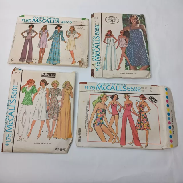 Vintage 1970s McCalls Sewing Pattern Lot of 4 Misses Jr Size 12 Cut Read Listing