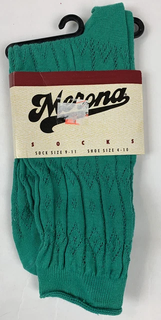 Vintage 90's Merona Womens Socks Slouch Crew Textured Teal Shoe Size 4-10