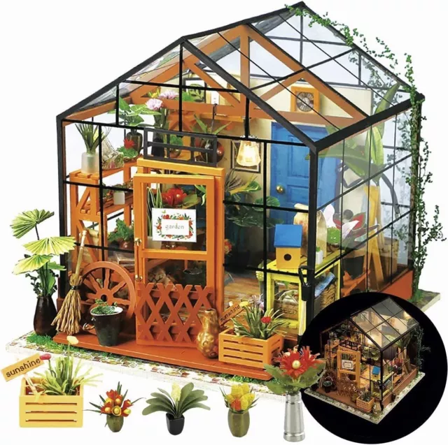 Rolife Miniatur DIY Puppenhaus Küche Kits mit Licht DIY Holz Mini Haus Modell