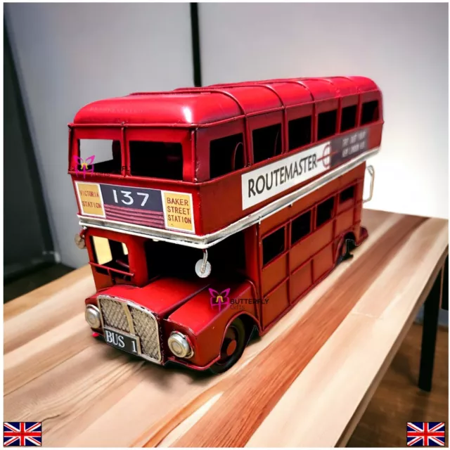 Red Routemaster London Bus Vintage Transport Tin Metal Model