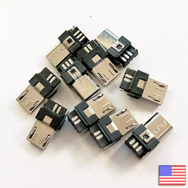 10x Micro USB 5P Male Connector Charging Port Jack Solder 5 pin Plug Socket - US