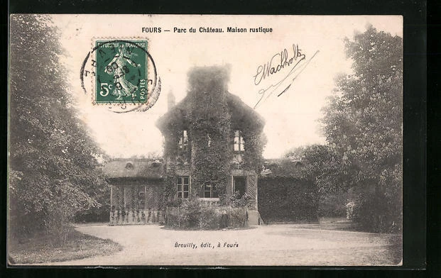 CPA Fours, Parc du Chateau, Maison rustique
