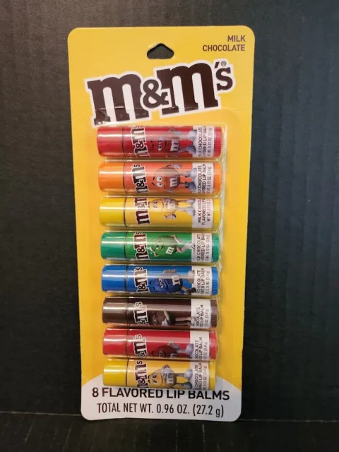 M&M's 8 Flavored Lip Balms Milk Chocolate Flavored NEW