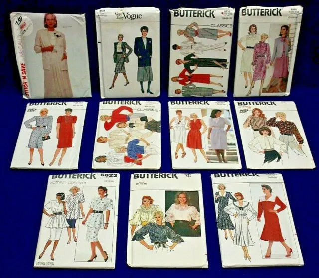 Vintage BUTTERICK & VOGUE Sewing Pattern Size 14-16-18 Dress Jacket Blouse UNCUT