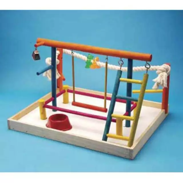 Bird Life Wood Playpen – Perfect for Cockatiels and Conures - Large Multicolor