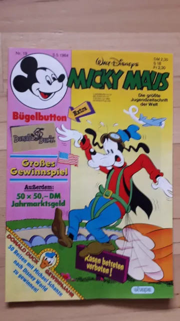 Walt Disneys Micky Maus Nr.19 vom 5.5.1984 mit Bügel-Button - TOP Z0-1