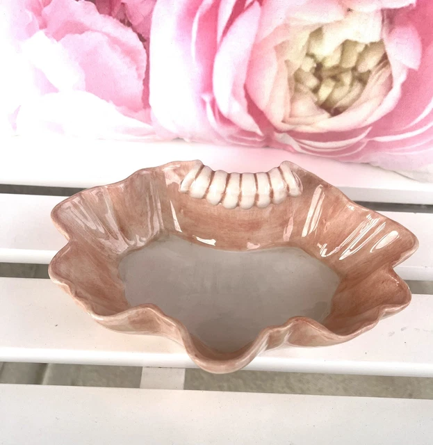 ITALIAN CANDY Soap DISH MCM ceramic abstract Pink Luster OGG ITALY Shell Scallop