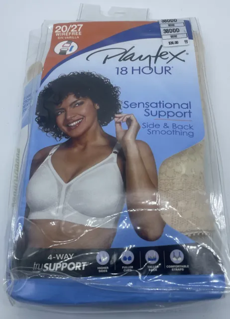 PLAYTEX WOMENS 38DDD 18 Hour Ultimate Lift Support Non Wire Bra Nude £12.30  - PicClick UK