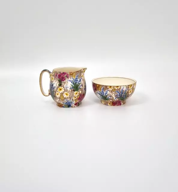 Vintage Royal Winton Grimwades Marguerite Milk Creamer & Sugar Bowl 1930s VGC 2