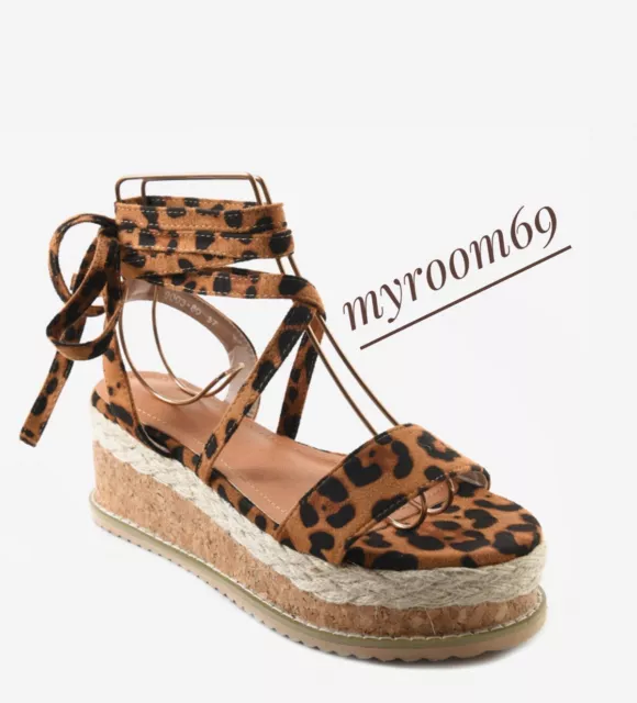 Damen Sandalen Riemchenschuhe Schnürschuhe Gladiator Schuhe Leopard MusterGr. 38