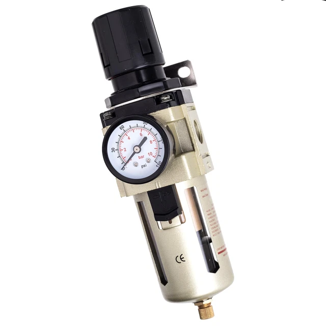 Réducteur De Pression Air Comprimé 1/4" - 4 Trous Avec Manomètre - Pour Compresseur, Réglage Précis De La Pression