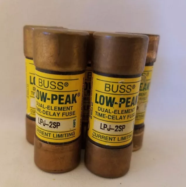 Lot De 5 Cooper Bussmann Buss LPJ-2SP LPJ2SP Low-Peak Fusible 2A 2 Amp 600VAC