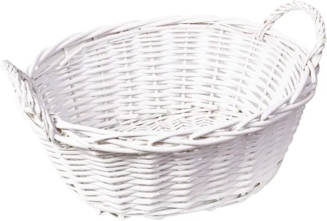 White Wicker Basket Handmade Newborn Baby Gift Hamper Retail Display Oval Basket