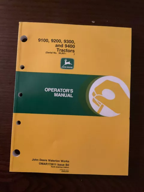 John Deere Operators Manual 9100,9200,9300 And 9400 Tractor