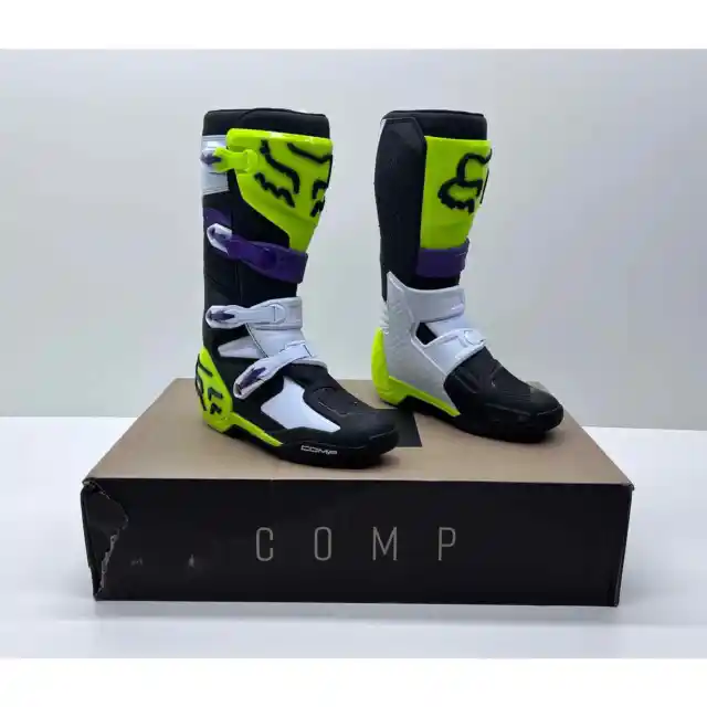 Botas Comp Fox Carreras Motocross Hombre, Ultravioleta Púrpura Talla 10.5 Nuevas En Caja #10S